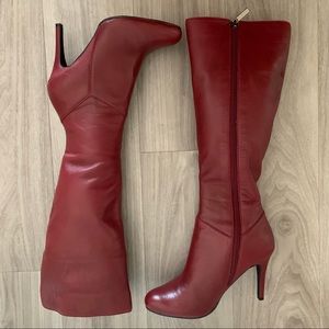 Colin Stuart Knee High Burgundy High Heel Boots